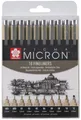10 SAKURA Fineliner PIGMA MICRON, 10er Etui, schwarz