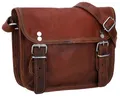 Gusti Handtasche Leder - Jane M. 7,9" Damen und Herren Umhängetasche Vintage Braun Leder
