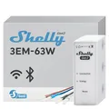 Shelly 3EM-63W Gen3, WLAN-Energiemessgerät für Drei- oder Einphasenanlagen, Echtzeit-Vier-Quadranten-Messung, Keine Lastschwelle, Photovoltaik-kompatibel, Kein Hub Erforderlich