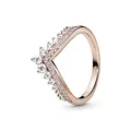 PANDORA Prinzessin-Wishbone Ring in Roségold mit 14 Karat rosévergoldete Metalllegierung und Cubic Zirkonia Steinen Timeless Collection, Größe 50
