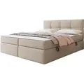 MIRJAN24 Boxspringbett Figaro, Ehebett mit zwei Bettkästen, Doppelbett mit Topper, Härtegrad H3 (Farbe: Curio 11, Größe: 180x200 cm) - Beige
