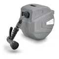 Juskys Schlauchtrommel Flowwater 10 m - Schlauchaufroller Wasser schwenkbar mit 3/4 Zoll Anschluss, Einzug-Automatik & Wandhalterung - Gartenschlauch-Aufroller