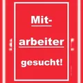 Mitarbeiter gesucht Schild mit Text Aushängeschild hochkant rot-weiss A0 (841x1189mm)