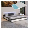 Juskys Polsterbett Paris 180 x 200 cm Doppelbett in weiß mit Kaltschaummatratze