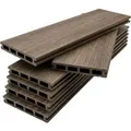 Floordirekt WPC Terrassendielen Crown 220 cm Beidseitig Nutzbar Komplettset 2 m² Braun