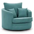 S-Style Möbel Drehsessel, Türkis, Textil, Echtholz,Buche, Birke, 1-Sitzer, Füllung: Polyetherschaumkern,Silikon,Polyetherschaumkern, Rundform, 107x94x100 cm, Blauer Engel, FSC Mix, Oeko-Tex®, Hergestellt in Europa, Wohnzimmer, Sessel, Polstersessel