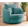 Ted - Drehsessel Love Seat Xxl 360 Grad Drehbar Aus Türkis Cord-stoff