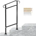 VEVOR Treppengeländer 50x13,5x108 cm Handlauf Geländer Höhe(bis zu 18,5 cm) & Winkel(0-30,8°) einstellbar Eingangsgeländer Eisenhandlauf Ideal für 1 oder 2 stufige Treppen mit Installationskit Schwarz