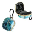 kwmobile Hülle kompatibel mit Samsung Galaxy Buds 2 Pro/Buds 2 / Buds Live - Schutzhülle Etui - Kopfhörer Case IMD Cover in Gold Blau Weiß Marmor Optik