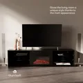 Lowboard mit Fireplace Fernsehschrank Elektrischer Kamin LED 3 Ablage Matt 160cm