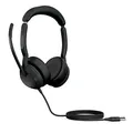 Jabra Evolve2 50 - Kabelgebundenes Stereo-Headset Air Comfort - Mikrofone mit aktiver Geräuschunterdrückung (ANC) - kompatibel mit Allen UC-Plattformen wie Zoom und Google Meet - Schwarz