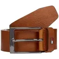 Tommy Hilfiger Ledergürtel LAYTON 3.5 cm breit Metallpatch, Einfachdornschließe braun 95