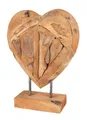 Deko Teakherz 30cm Dekoherz Dekofigur Teakholz Herz Skulptur Tischdeko