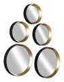 Spiegel-Set 5-teilig Wandspiegel Dekospiegel Metallrahmen schwarz goldgelb