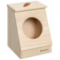 Navaris Futterautomat Holz Heuspender für Kleintiere wie Kaninchen oder Hamster beige