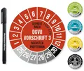 Frank Paperman® 300x DGVU V3 Prüfplaketten rot 30 mm Durchmesser inkl. Folienstift, Prüfplaketten Nächster Prüftermin, UV-beständig, Hohe Klebkraft, 5 Farben, 2 Größen