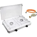 CFH Gaskocher 52421 Capri ZK421, 2 flammig, mit Schlauch & Regler, für Gasflasche