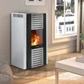 Justus Sirkos 2.0 Pelletofen Pelletkamin 6 kW Stahl Seidenweiß Nachtabsenkung