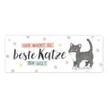 Beste Katze der Welt Metallschild L in 10,5x28cm mit schwarz-weißer Katze und Spruch