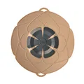 Kochblume das Original, Silikon Überkochschutz für Töpfe und Pfannen, Mikrowellen-Deckel, Spritzschutz und Dampfgar-Aufsatz | (Taupe, L | Topfgröße 14-24cm)
