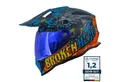 Broken Head Motorradhelm Broken Head Tigris VX2 Endurohelm + Blau Verspiegeltes Visier (MIRROR SET, inklusive blauem verspiegelten und klarem Visier), integrierte Sonnenblende