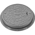 Schachtdeckel DN600 Kunststoff + Rahmen Ø 800 mm und Verriegelung – A15 belastbar bis 1,5 T,Farbe:grau