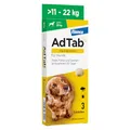 AdTab Hunde Zecken- und Flohschutz (über 11 bis 22 kg), Kautablette tötet Zecken und Flöhe schnell ab und schützt einen Monat lang, leicht zu verabreichen (3 St. pro Packung)