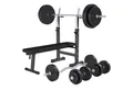 GORILLA SPORTS Hantelbank Hantelbank mit Langhantelset, (19-tlg)