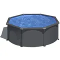 GRE Runder Stahlwandpool mit Anthrazitoptik KIT300GY – Ø 300 x 120 cm, Komplettset - Grau