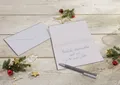Sigel Designpapier Weihnachts-Karte DL 250g 25+25 Stück Red-white Christmas with dark woo