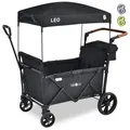 FableKids Bollerwagen LEO X2Lite mit Dach faltbarer Transportwagen Schwarz