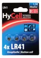 HyCell Alkaline Knopfzellen LR41 1,5V, 4 Stück, für Uhr, Waage uvm Knopfzelle