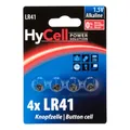 HyCell Knopfzellen LR41 Alkali-Mangan 1,5 V, 4 St.