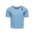KIDS ONLY Mädchen Kognessa S/S Cut Out Top Box JRS Noos T-Shirts, Blissful Blue/Detail:Shoulder Cut Out, 146-152 EU