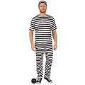 dressforfun tectake Herrenkostüm Sträfling | Trendiges Streifendesign | inkl. Mütze (XL | Nr. 301462)