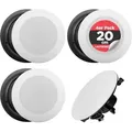 Pyle 20cm- Deckeneinbaulautsprecher, Deckenlautsprecher Bluetooth, 4 Wandlautsprecher, 2 Wege Lautsprecher, 250W 4-Kanal-Verstärker, Hochtöner - Schwarz/Weiß