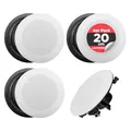 Pyle 20cm- Deckeneinbaulautsprecher, Deckenlautsprecher Bluetooth, 4 Wandlautsprecher, 2 Wege Lautsprecher, 250W 4-Kanal-Verstärker, Hochtöner, Stereo Sound System, Wandmontage, Rund/Quadratisch