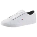 Tommy Hilfiger ESSENTIAL LEATHER SNEAKER Sneaker, Freizeitschuh, Halbschuh, Schnürschuh mit Flaggenstickerei weiß 46 EU