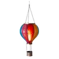 LED Solar Laterne im Heißluftballon Design mit Flammeneffekt Beleuchtung | 12 warm-weiße Lichter | Solarleuchte zum hängen | inkl. Metallkette | Gesamthöhe ca. 38 cm (S - Regenbogen)