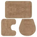 vidaXL Badematte 3-TLG. Beige Badteppich Badvorleger Deckelbezug Badezimmer