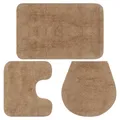 Bademattierungsset von Stoff Beige 3-Stück