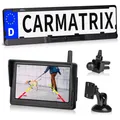 CARMATRIX HD Solar Funk Rückfahrkamera mit 5" Monitor Nummernschildkamera mit Solarpanel für vorne oder hinten