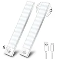 OUILA Schrankbeleuchtung LED mit Bewegungsmelder 2 Stück Schranklicht Schrankleuchte Led Leiste Batterie USB Wiederaufladbar Unterbauleuchte Küche für Kleiderschrank, Treppe, Kofferraum, RV