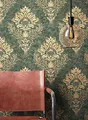 NEWROOM Tapete Grün Vliestapete Ornament - Barocktapete Barock Beige Gold Prunk Glamour inkl. Tapezier-Ratgeber