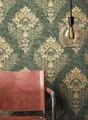Newroom Vliestapete, Grün Tapete Barock Ornament - Barocktapete Beige Gold Glamour Modern Prunk für Wohnzimmer Schlafzimmer Küche, Lilo