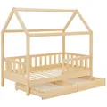 Juskys Kinderbett, Natur, Holz, 80x160 cm, Kinder- & Jugendzimmer, Kindermöbel, Kinderbetten, Hausbetten