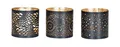levandeo 3er Set Windlicht 10x10cm Metall Schwarz Gold Teelichthalter Kerzen Deko Industrial Kerzenhalter