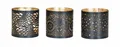 3er Set Windlicht 10x10cm Metall Schwarz Gold Teelichthalter Kerzen Deko