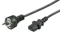 1,5m Kaltgeräteanschluss Netzkabel Stecker CEE 7/7<>Buchse C13 schwarz 10A 250V