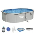 Bestway Framepool 56586 Hydrium Stahlwandpool 500 x 366 x 122 cm, granitgrau (Komplett Set, 9-tlg., Pool, Sandfilteranlage,Leiter, Plane, Chemikaliendosierer), ganzjähriger Aufstellpool